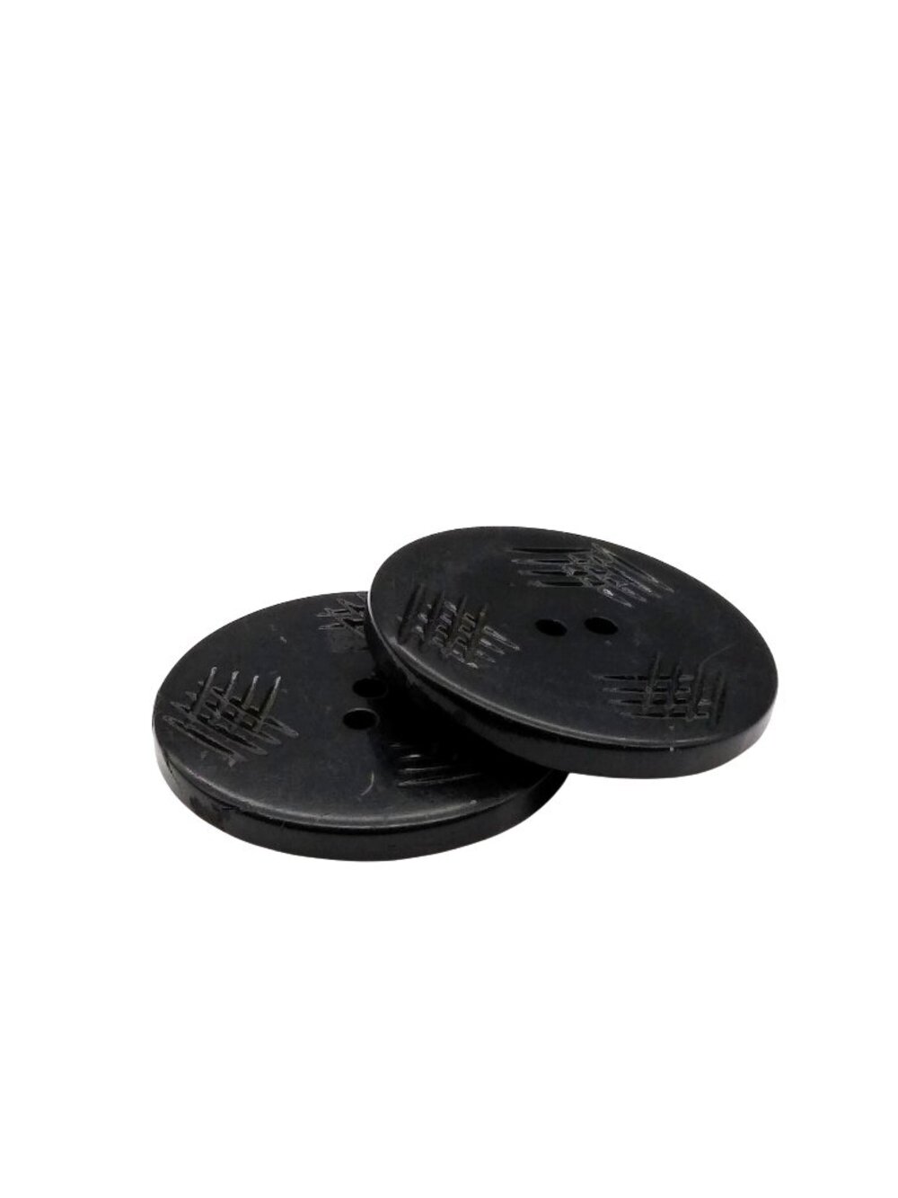 Vintage Black Carved Celluloid Buttons, Licorice Wafer Sew-Through Style Antique